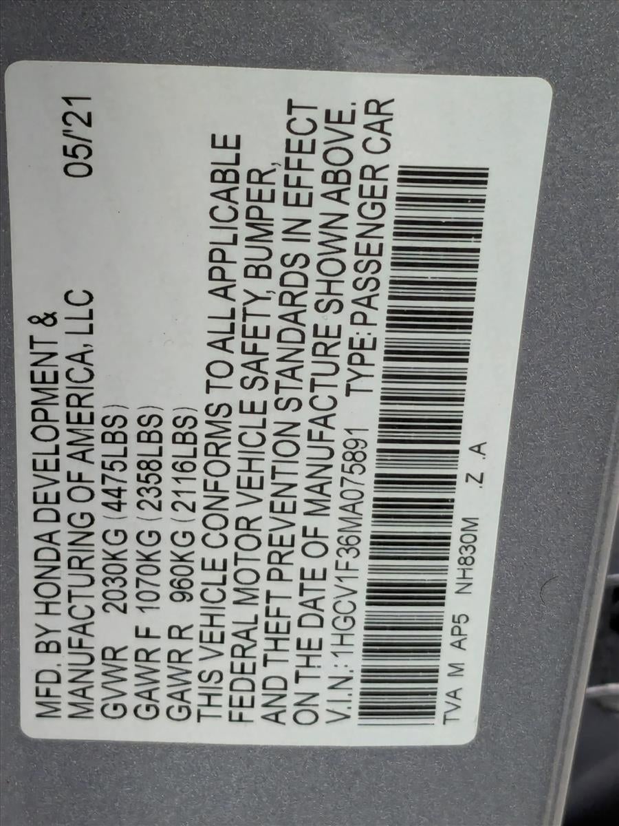 2021 Honda Accord Sedan Sport