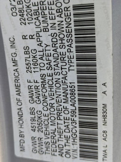 2020 Honda Accord Hybrid EX-L Sedan