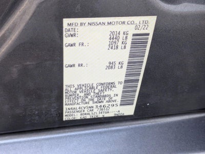 2022 Nissan Altima 2.0 SR Sedan