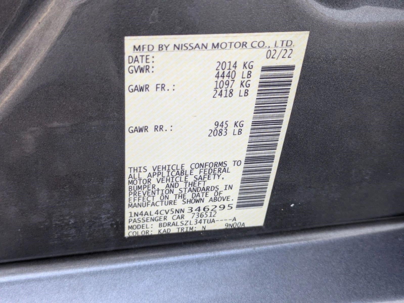 2022 Nissan Altima 2.0 SR Sedan