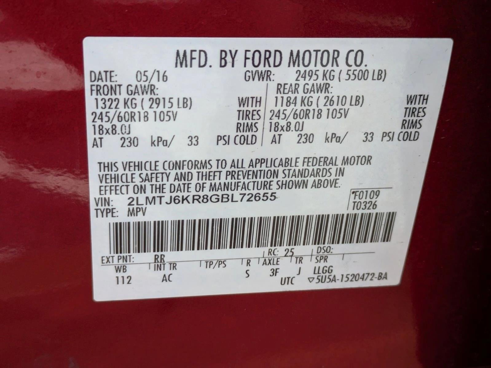 2016 Lincoln MKX FWD 4dr Select