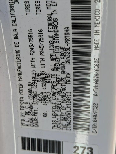 2020 Toyota Tacoma 2WD 2WD SR5 Double Cab 5' Bed V6 AT (GS)