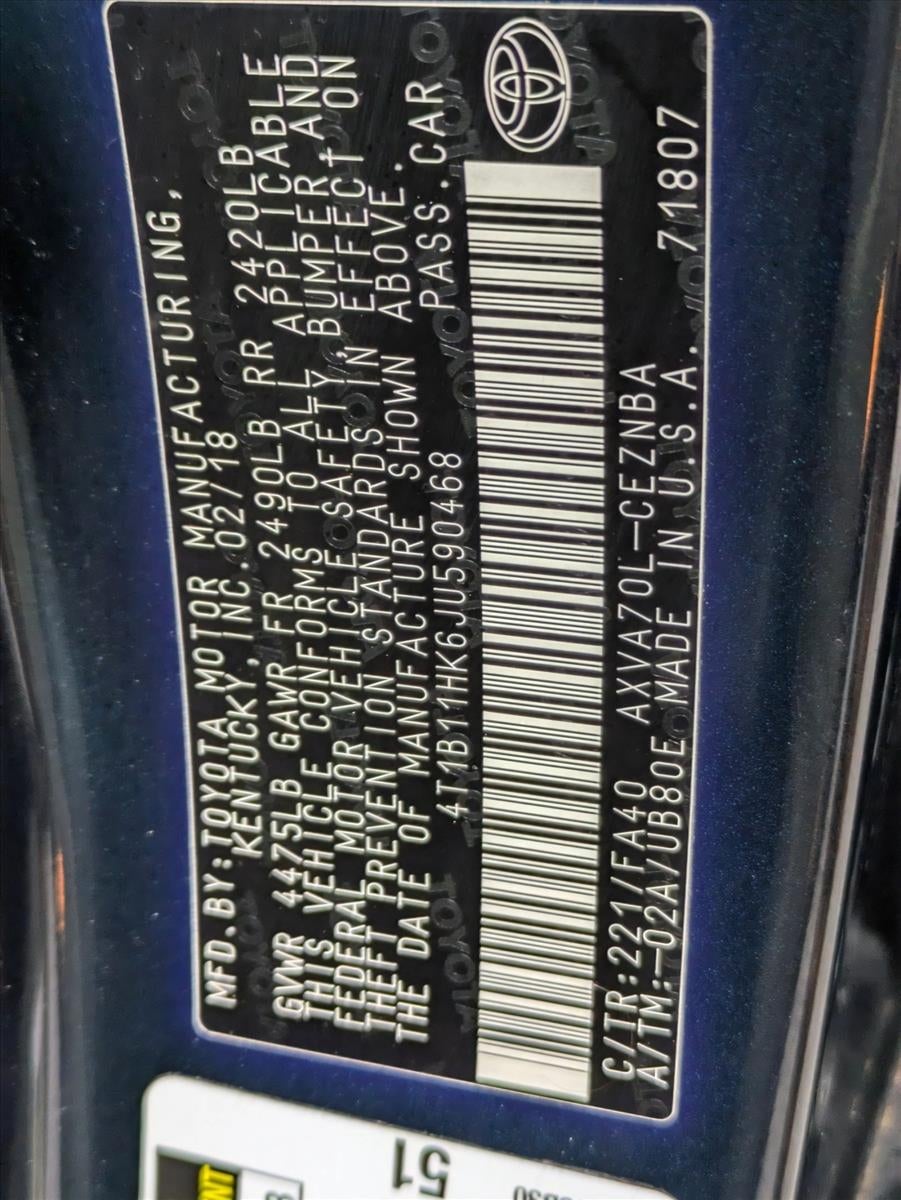 2018 Toyota Camry LE Auto (SE)