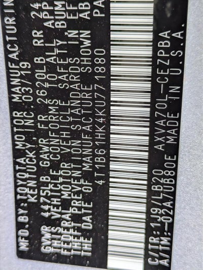 2019 Toyota Camry XSE Auto (Natl)