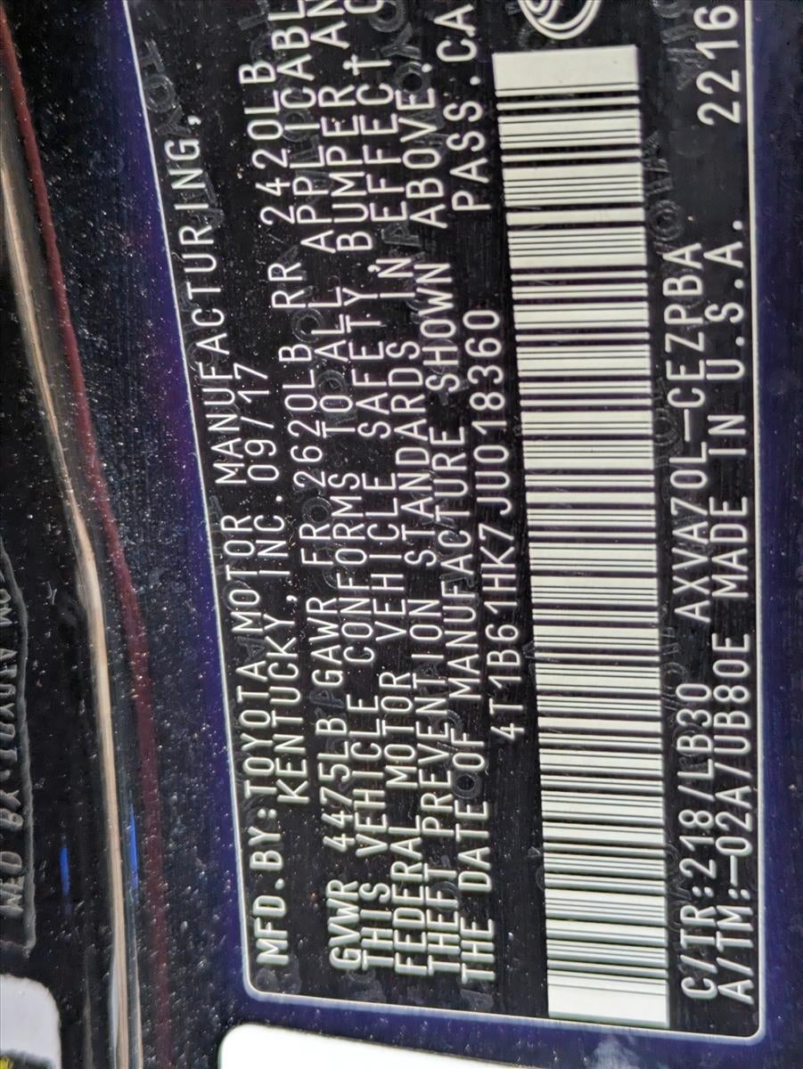 2018 Toyota Camry XSE Auto (Natl)