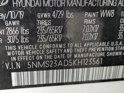 2019 Hyundai SANTA FE SE 2.4L Auto FWD