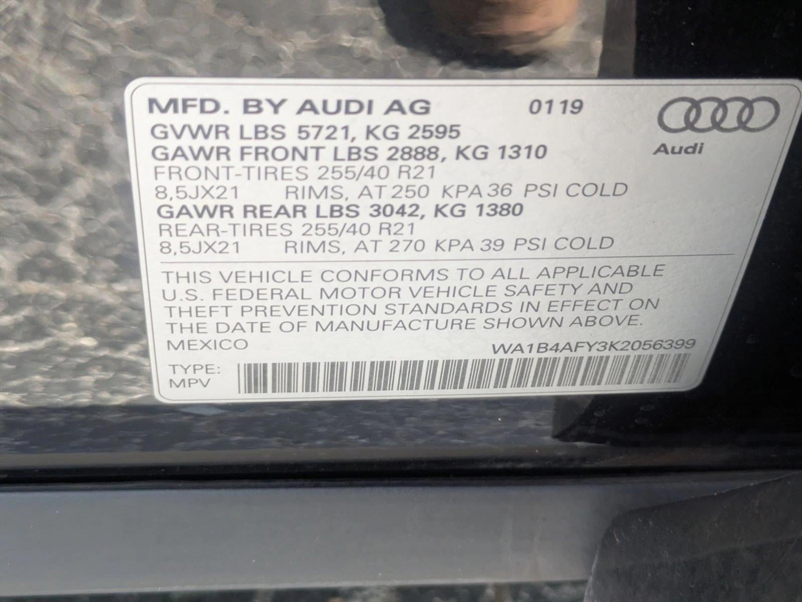 2019 Audi SQ5 Premium Plus 3.0 TFSI quattro