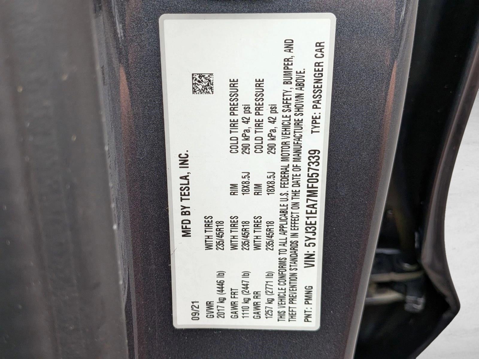 2021 Tesla Model 3 Standard Range Plus RWD