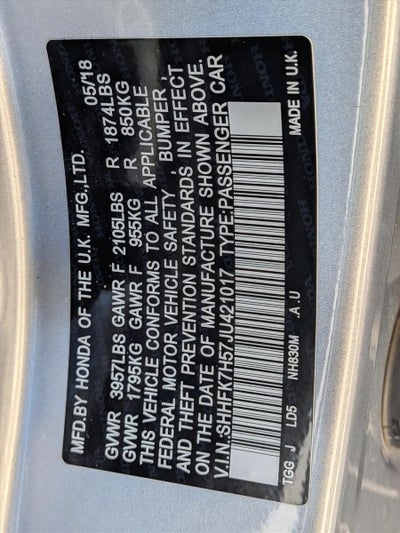 2018 Honda Civic Hatchback EX CVT