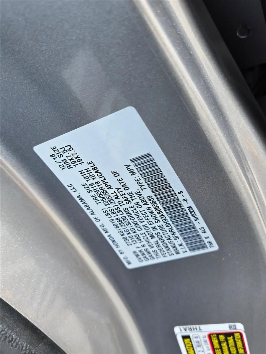 2019 Honda Odyssey Elite Auto