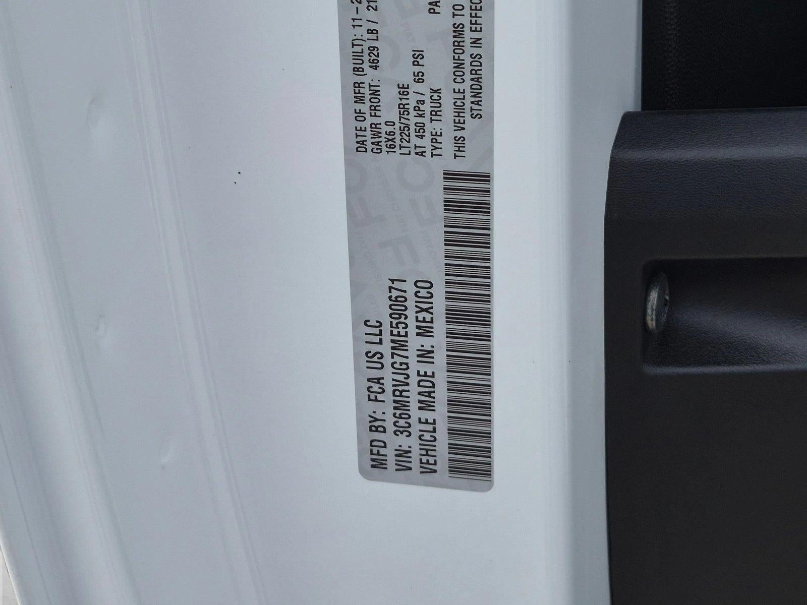 2021 RAM ProMaster Cargo Van 3500 High Roof 159" WB EXT