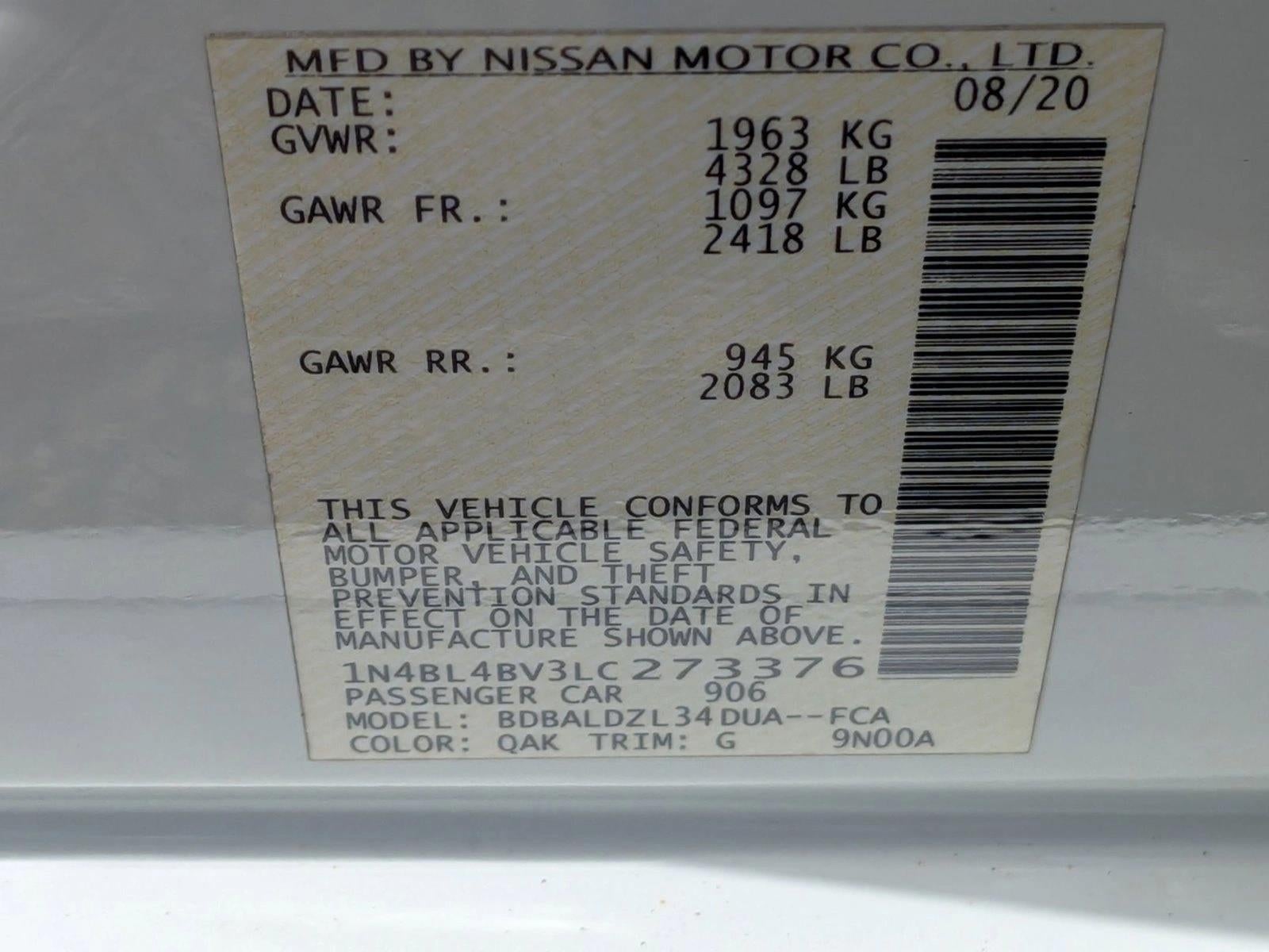 2020 Nissan Altima 2.5 S Sedan