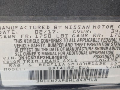 2017 Nissan Versa Sedan SV CVT