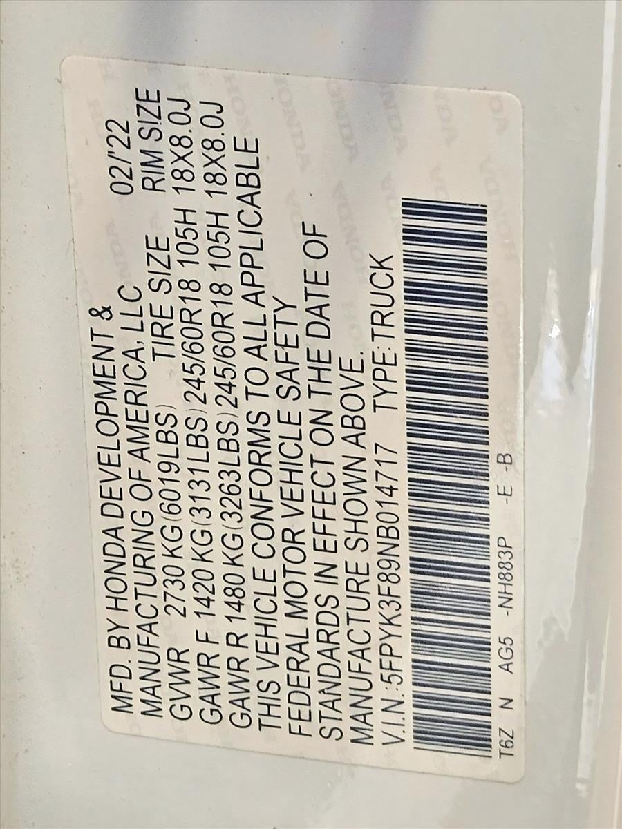 2022 Honda Ridgeline Black Edition AWD