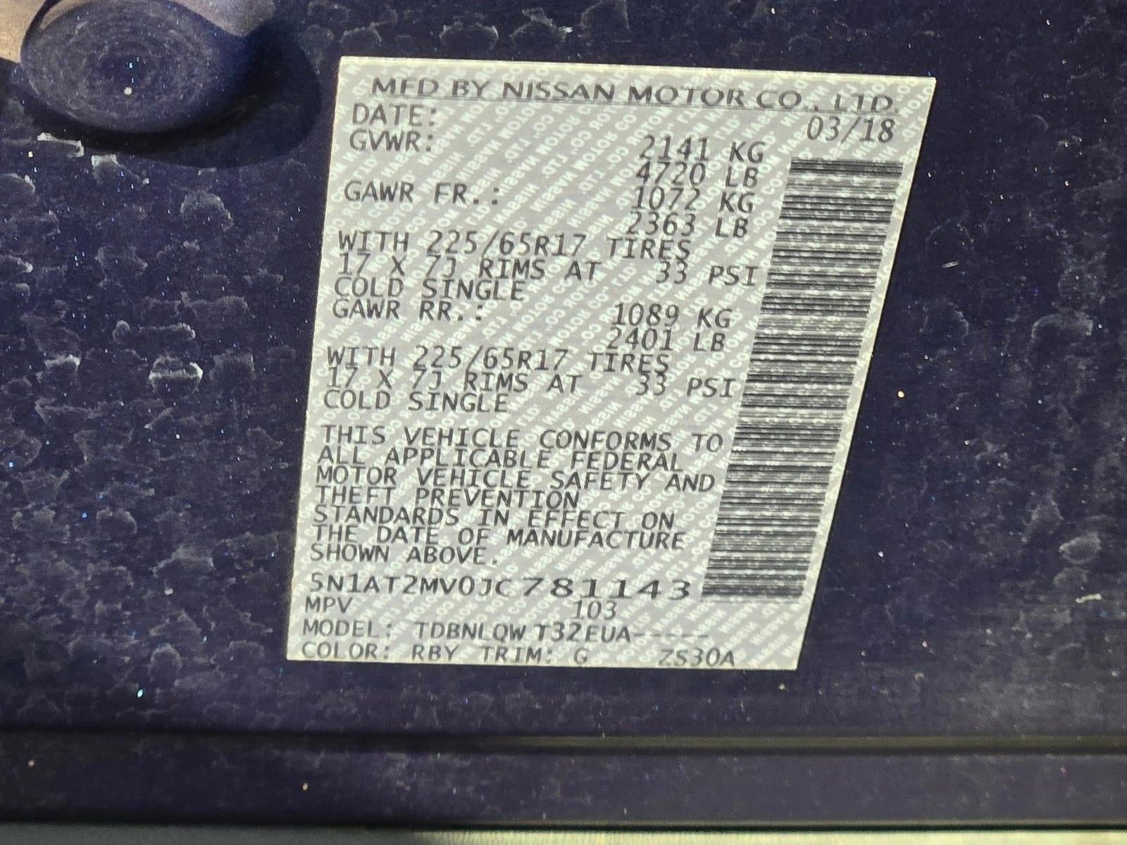 2018 Nissan Rogue AWD SV