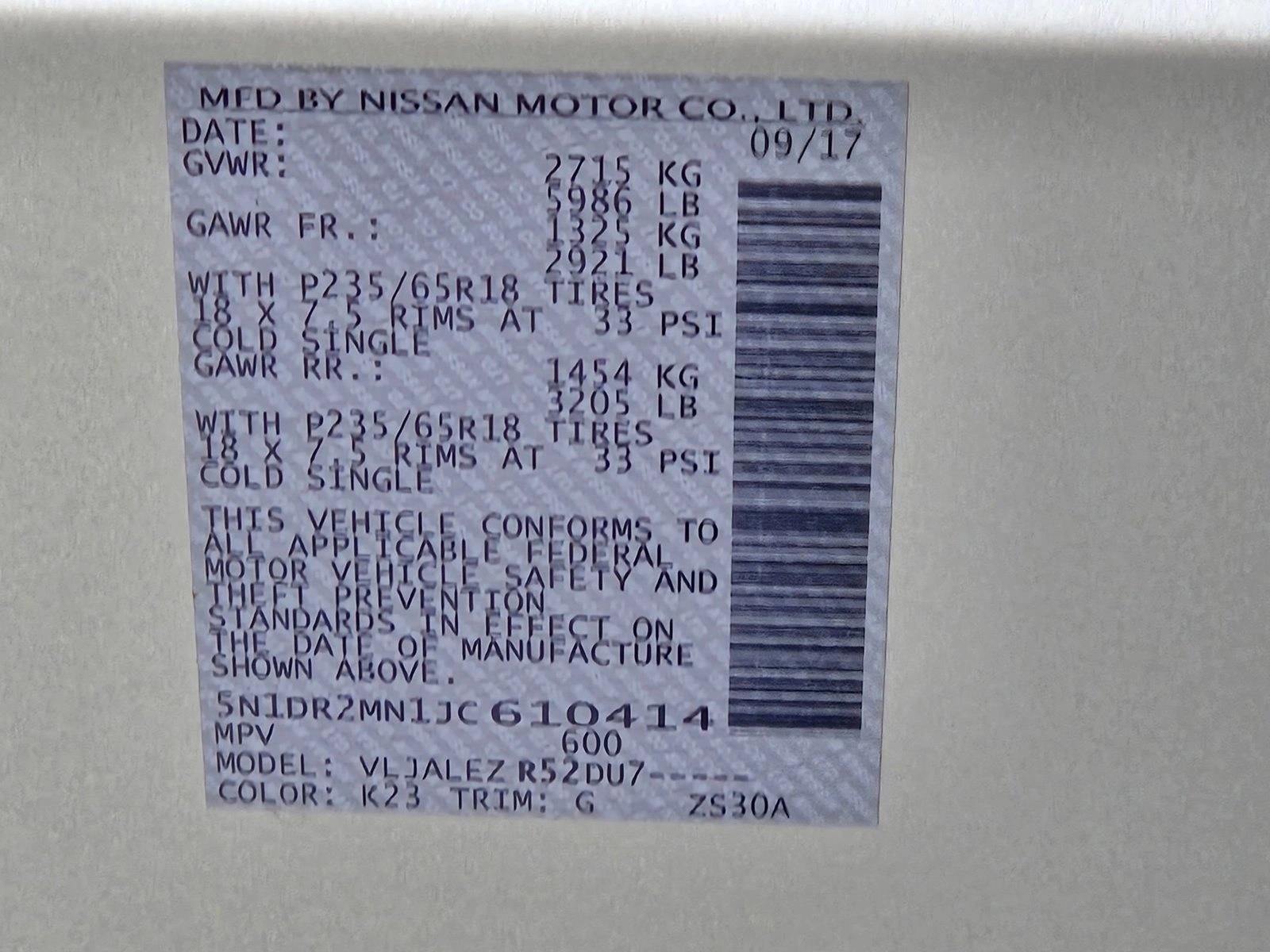 2018 Nissan Pathfinder FWD SV