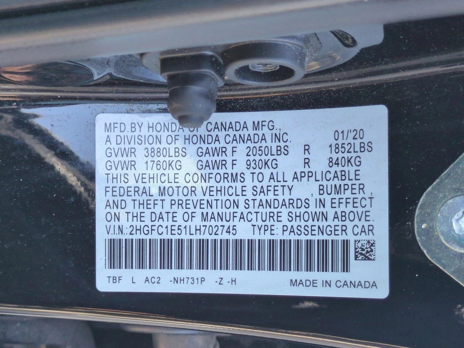 2020 Honda Civic Si Sedan Manual w/Summer Tires