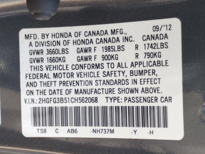 2012 Honda Civic Coupe LX Automatic