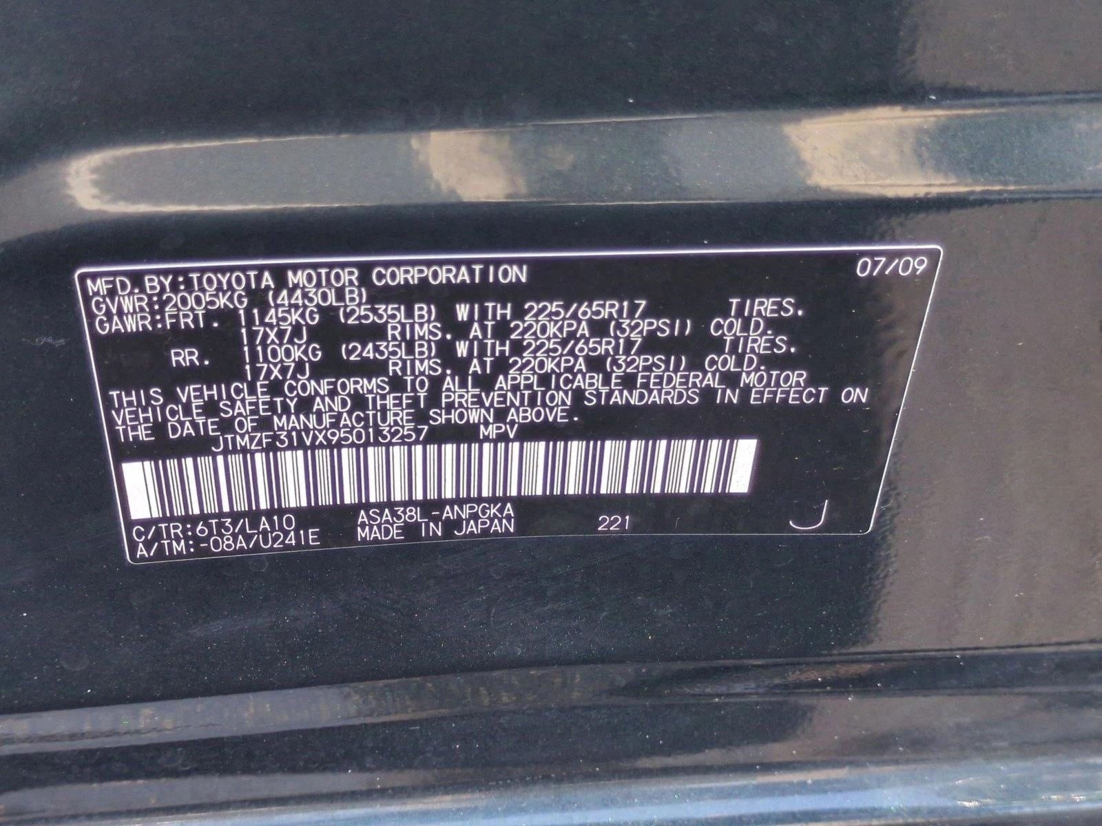 2009 Toyota RAV4 FWD 4dr 4-cyl 4-Spd AT Ltd (Natl)