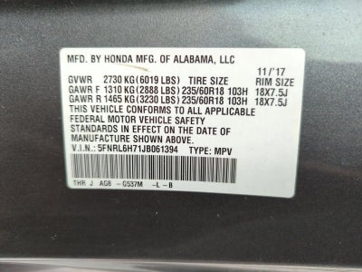 2018 Honda Odyssey EX-L Auto