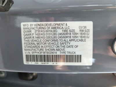 2026 Honda Ridgeline Sport AWD