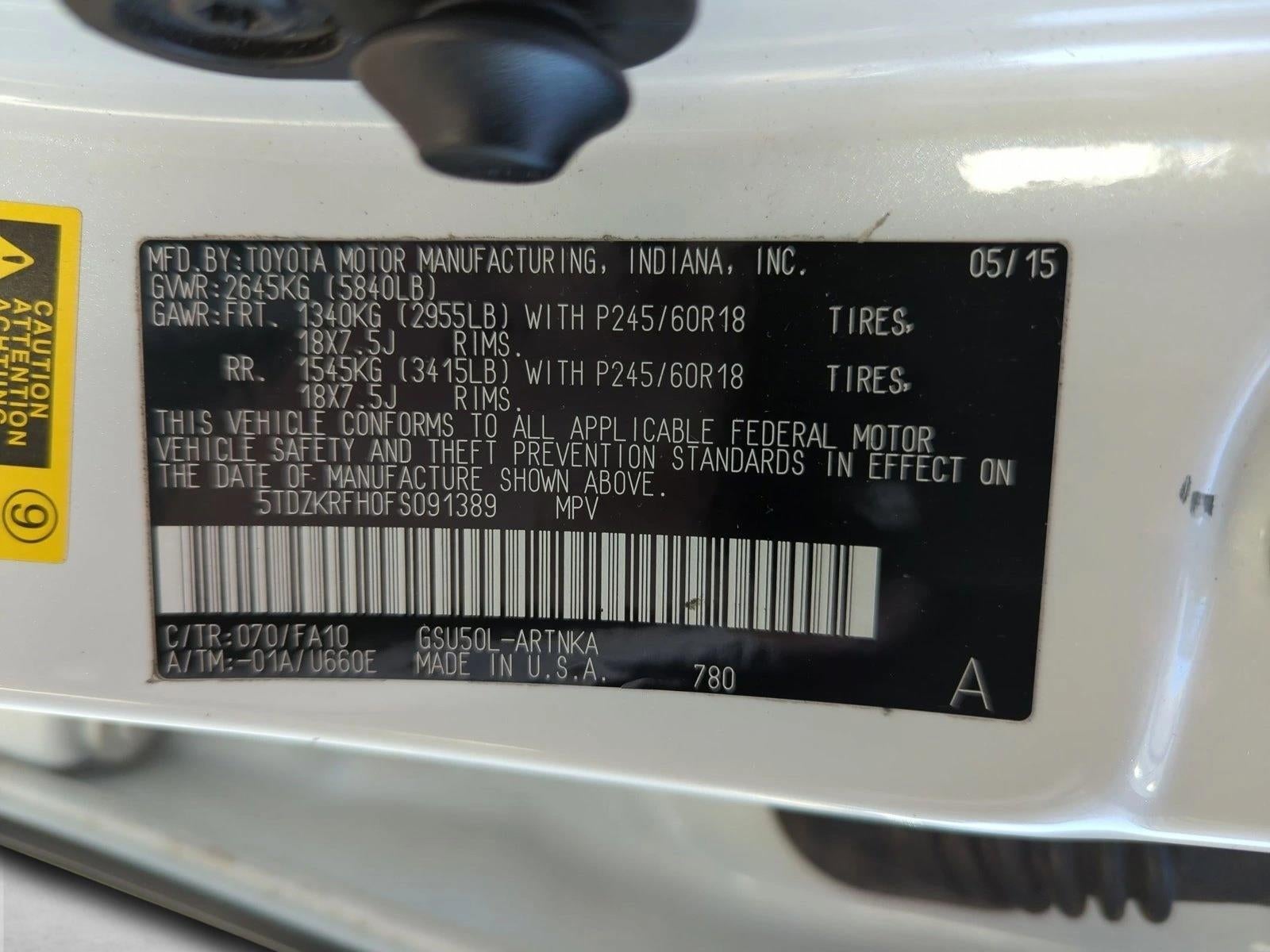 2015 Toyota Highlander FWD 4dr V6 LE Plus (SE)