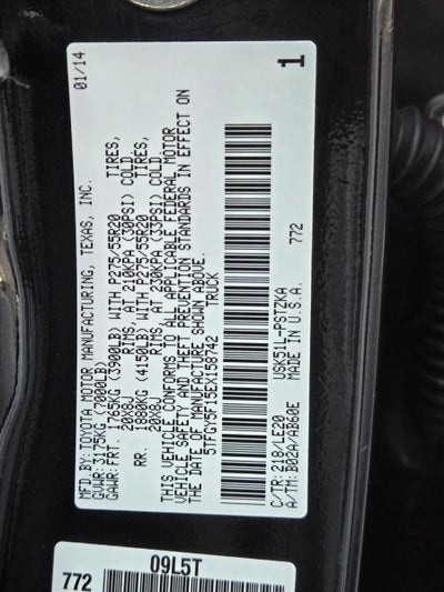 2014 Toyota Tundra 2WD Truck 2WD CrewMax Standard Bed 5.7L Platinum (Natl)