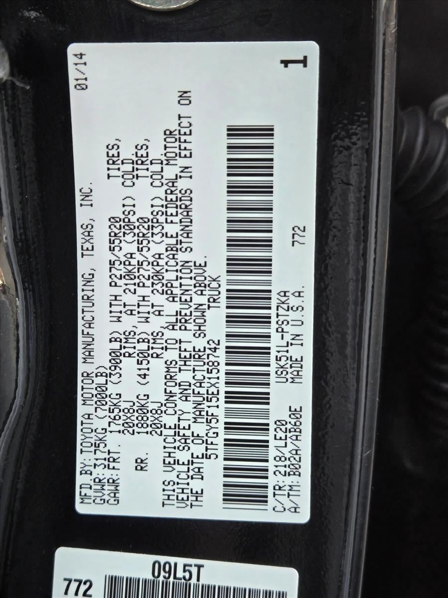 2014 Toyota Tundra 2WD Truck 2WD CrewMax Standard Bed 5.7L Platinum (Natl)