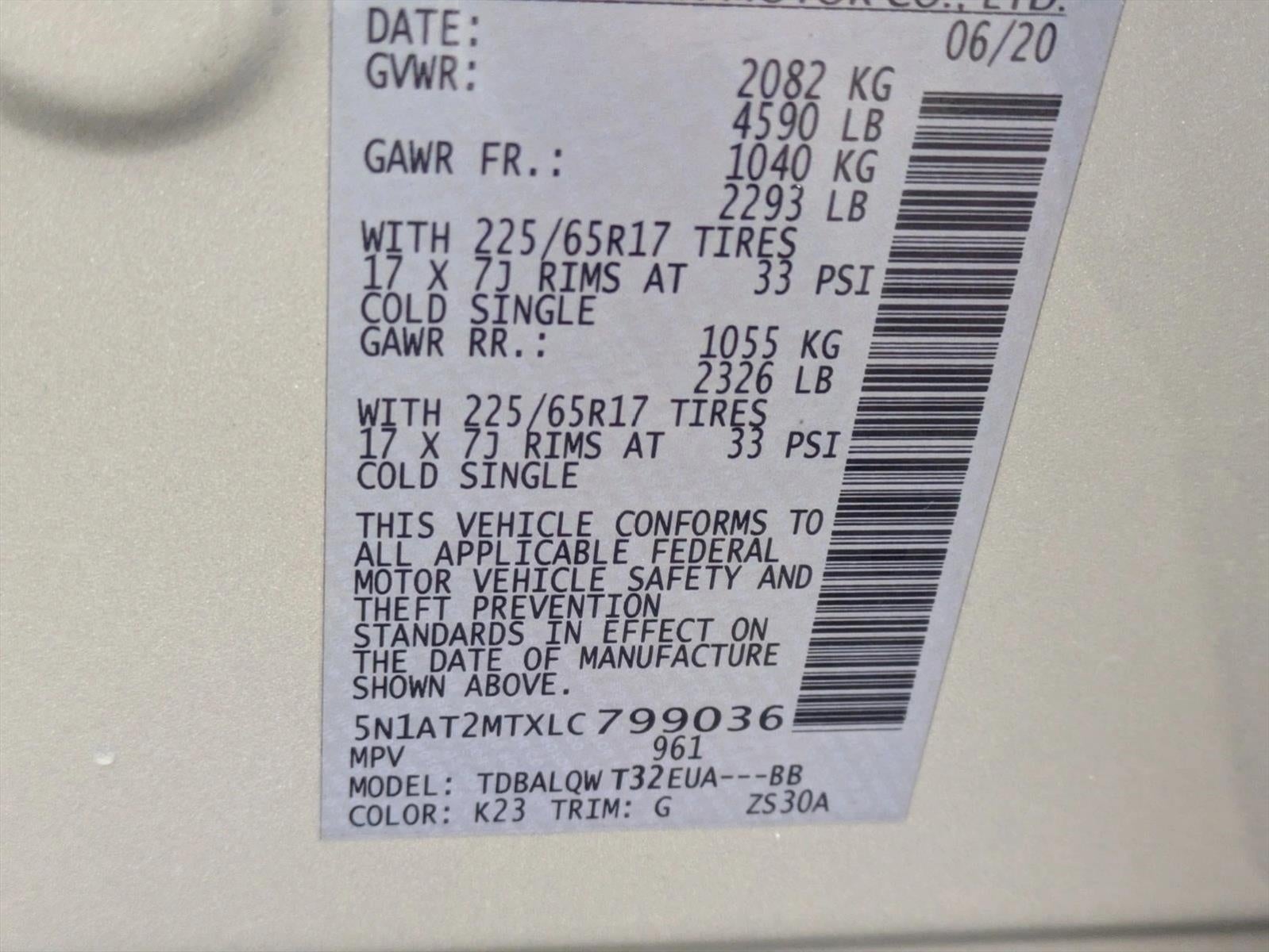 2020 Nissan Rogue FWD SV