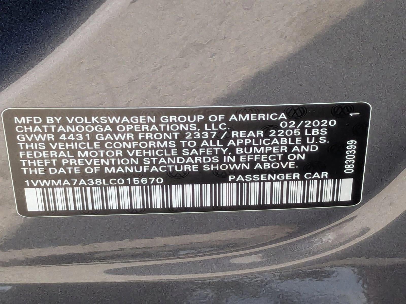 2020 Volkswagen Passat 2.0T R-Line Auto