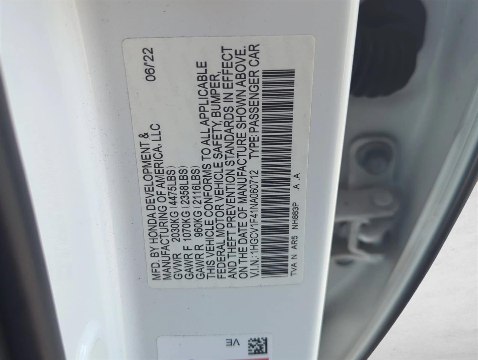 2022 Honda Accord Sedan Sport SE 1.5T CVT