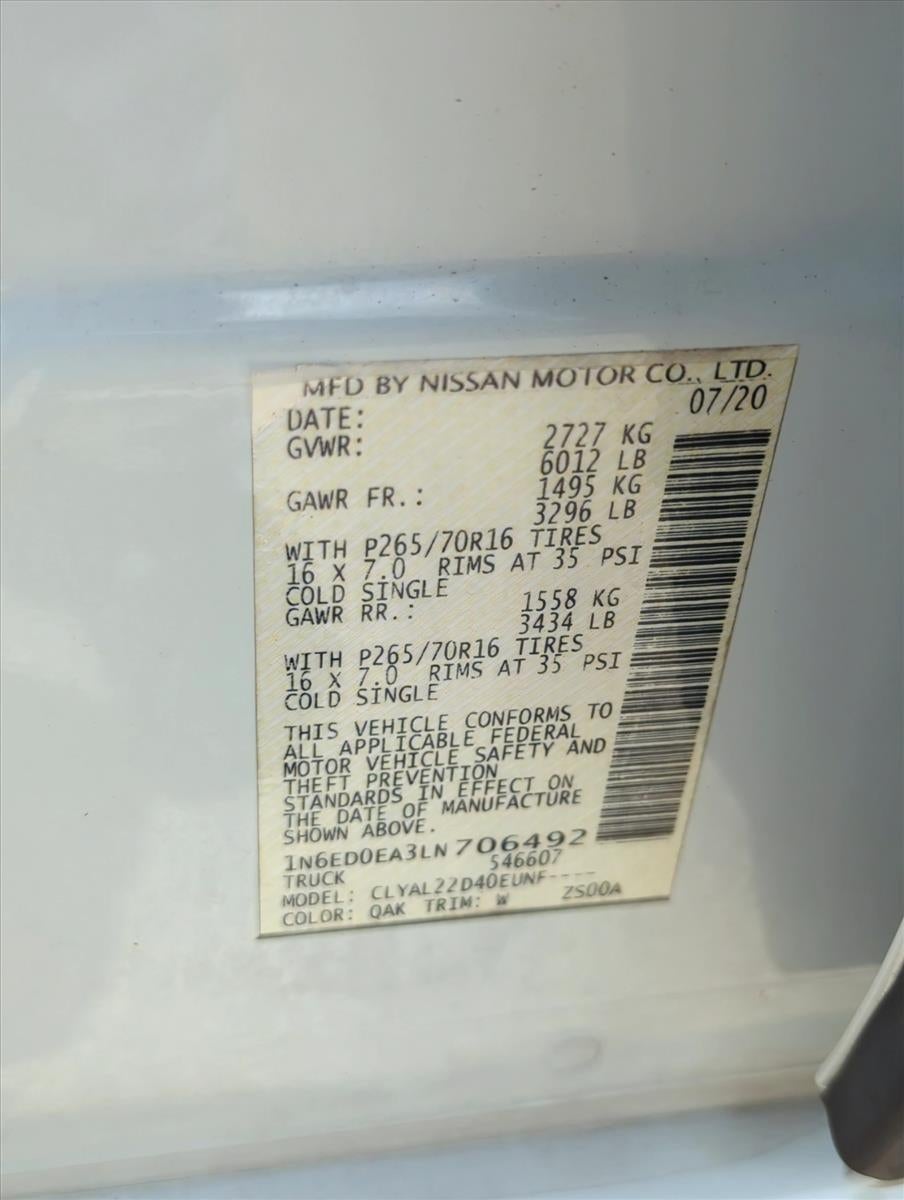 2020 Nissan Frontier Crew Cab 4x2 SV Auto
