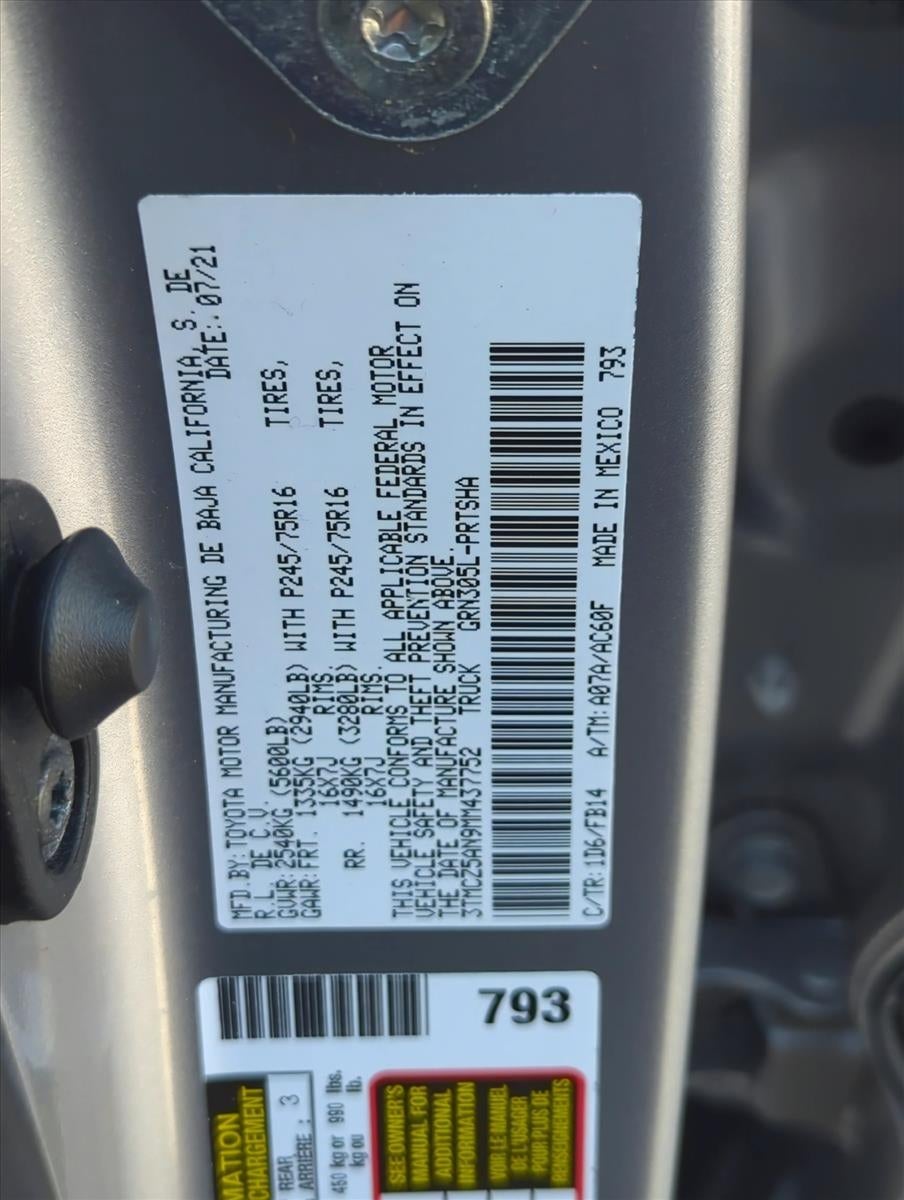 2021 Toyota Tacoma 4WD 4WD SR Double Cab 5' Bed V6 AT (GS)