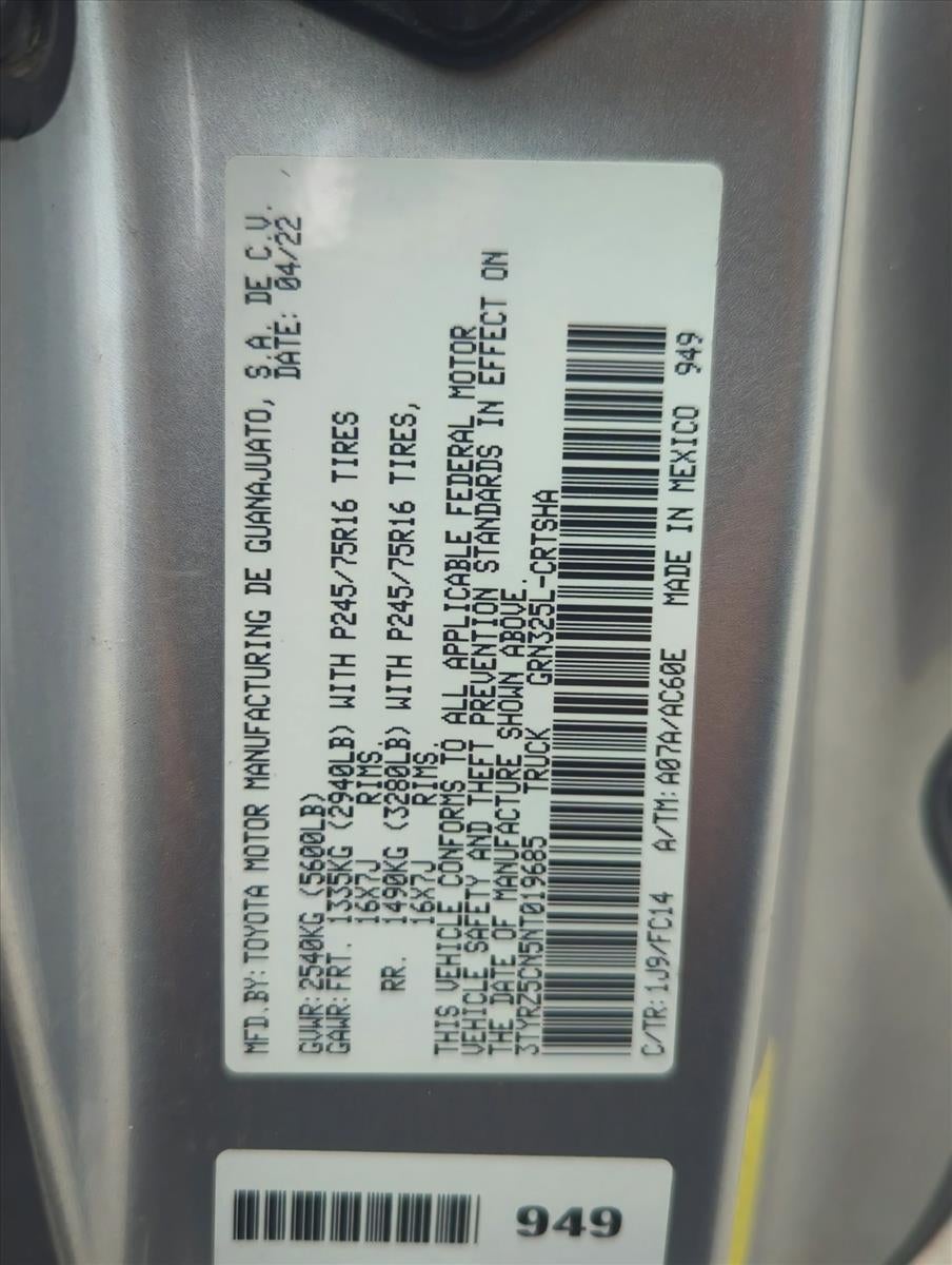 2022 Toyota Tacoma 2WD 2WD SR5 Access Cab 6' Bed V6 AT (Natl)