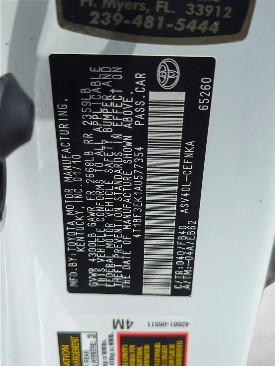 2010 Toyota Camry 4dr Sdn I4 Man (Natl)