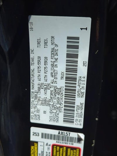 2019 Toyota Tundra 2WD 2WD SR5 CrewMax 5.5' Bed 5.7L (SE)