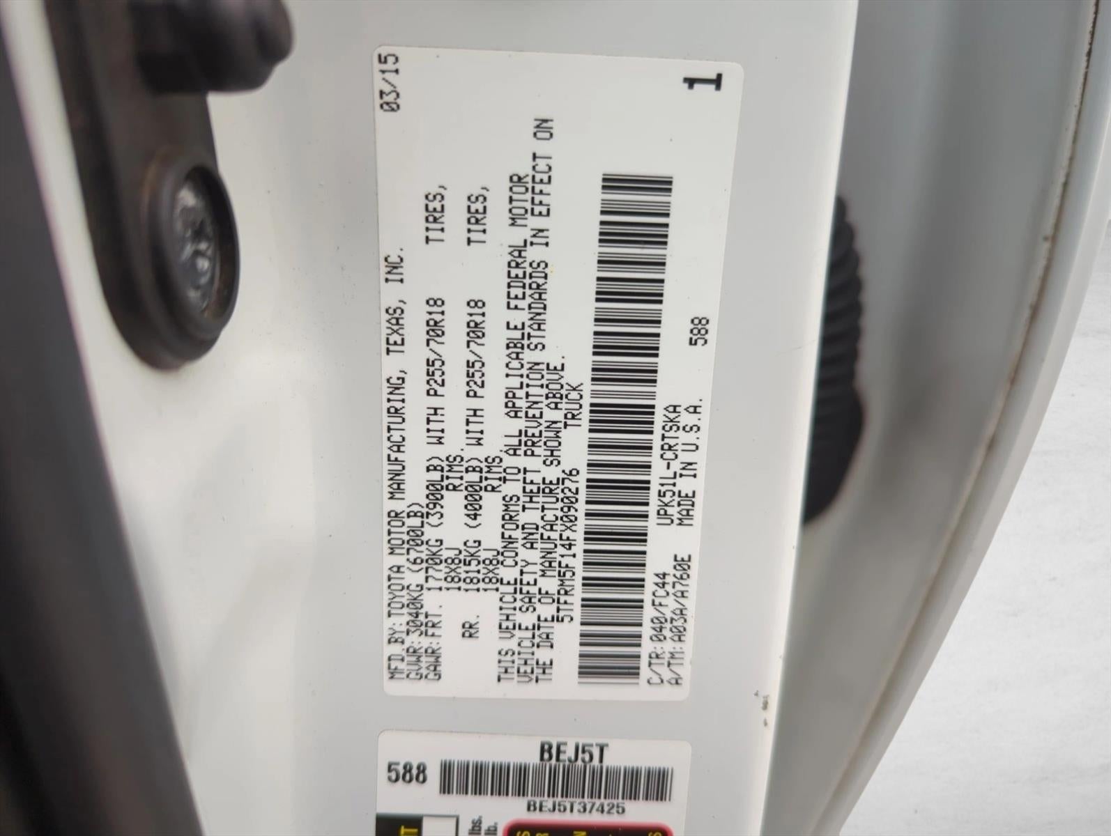 2015 Toyota Tundra 2WD Truck 2WD Double Cab Standard Bed 4.6L V8 SR5 (Natl)