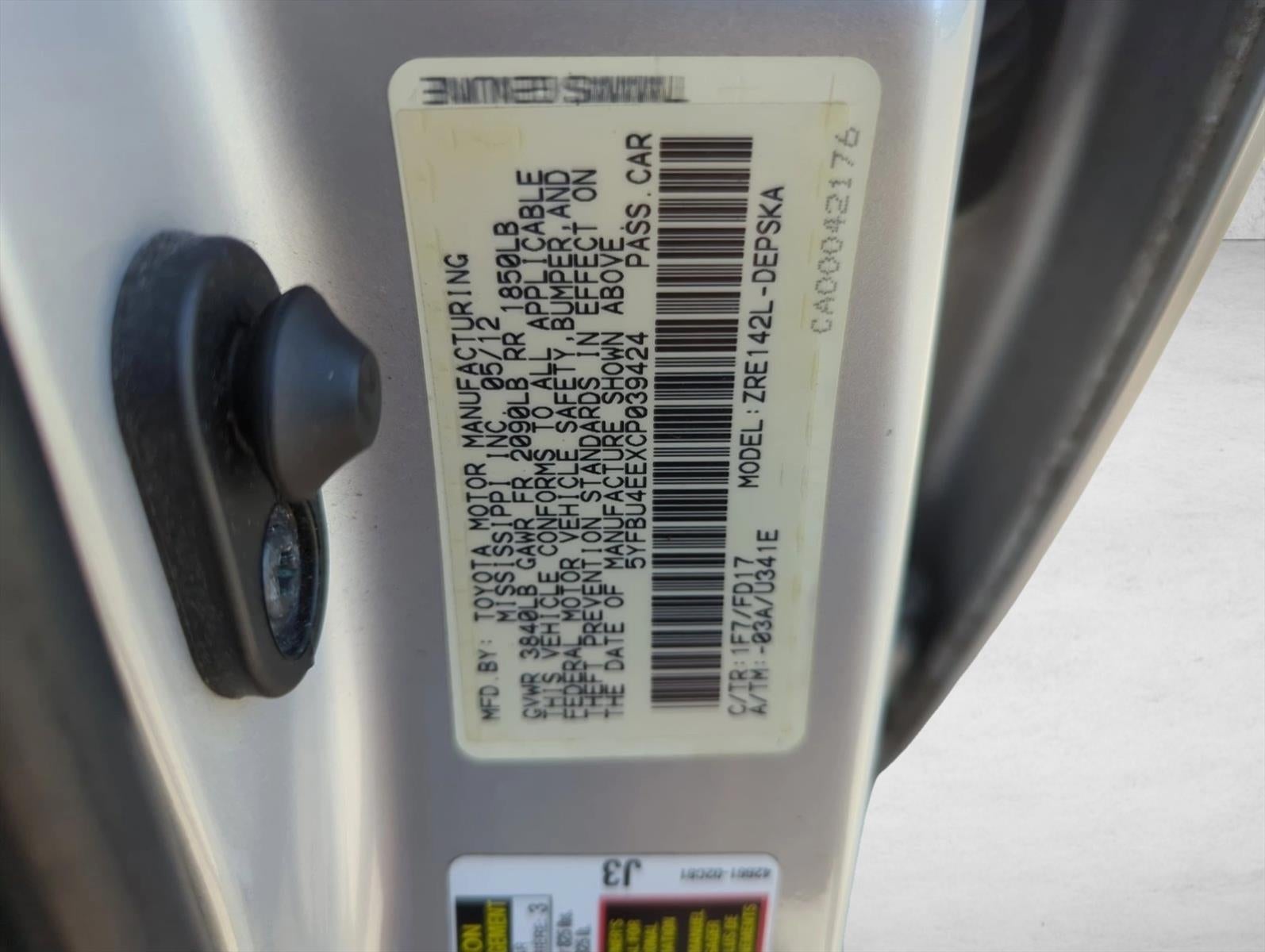 2012 Toyota Corolla 4dr Sdn Auto S (Natl)