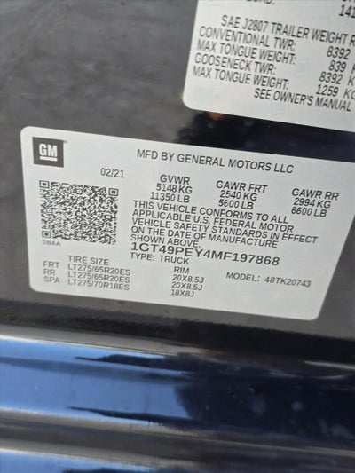 2021 GMC Sierra 2500 HD Crew Cab Standard Box 4-Wheel Drive AT4