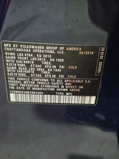 2019 Volkswagen Atlas 3.6L V6 SE w/Technology FWD
