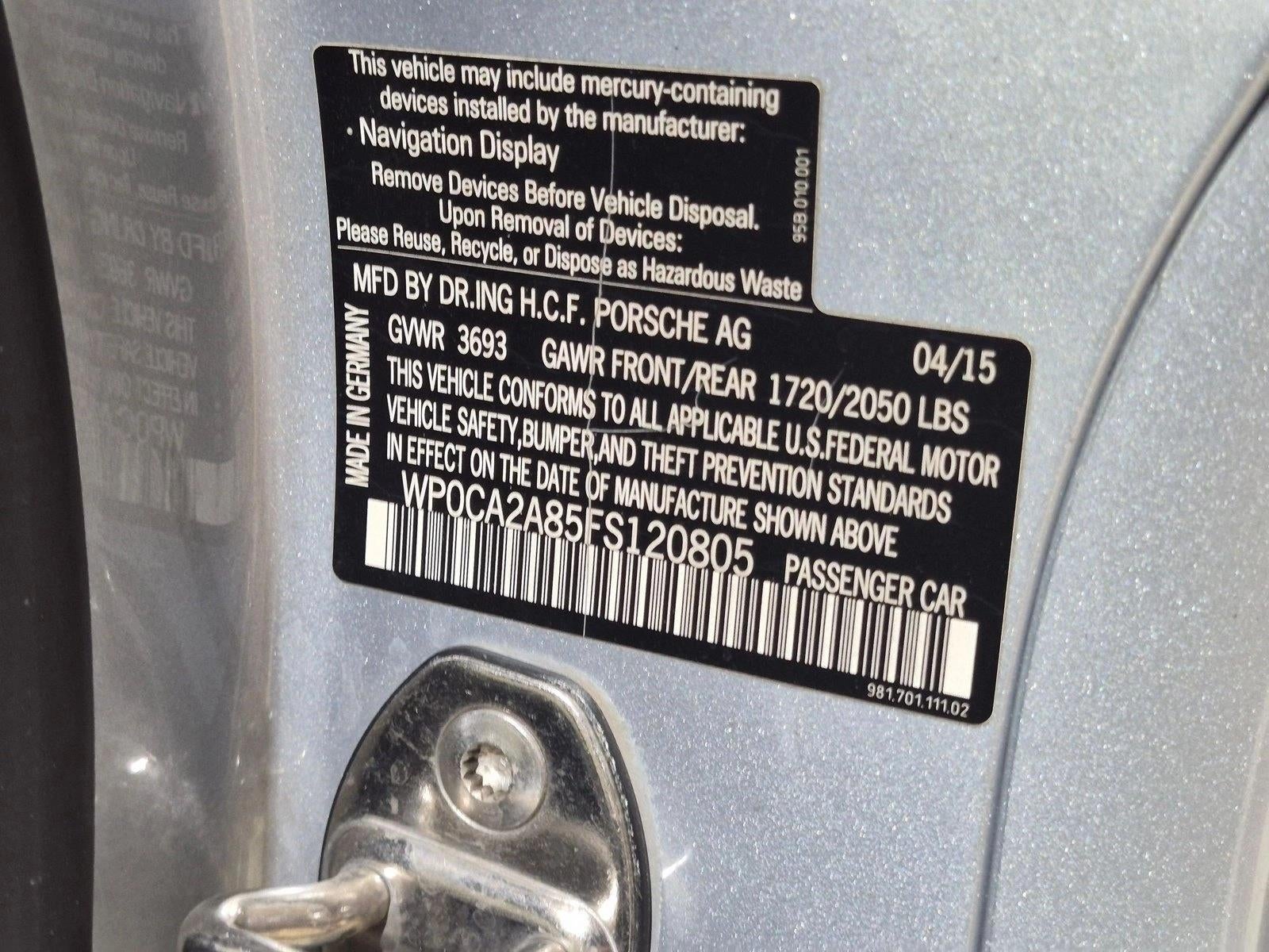 2015 Porsche Boxster 2dr Roadster