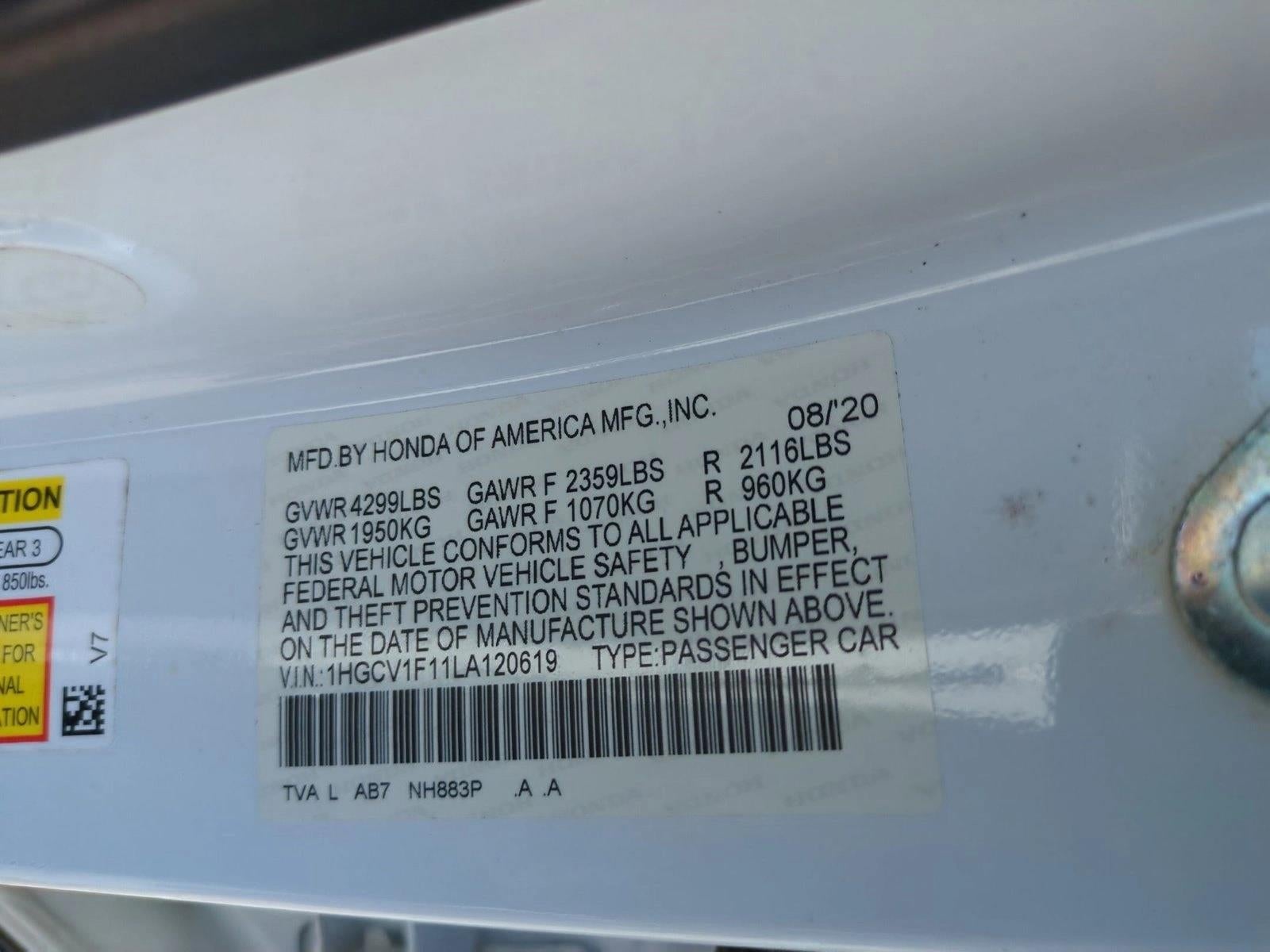 2020 Honda Accord Sedan LX 1.5T CVT
