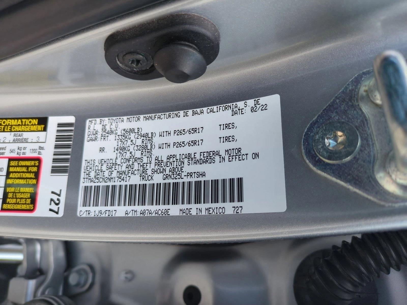 2022 Toyota Tacoma 2WD 2WD TRD Sport Double Cab 5' Bed V6 AT (Natl)