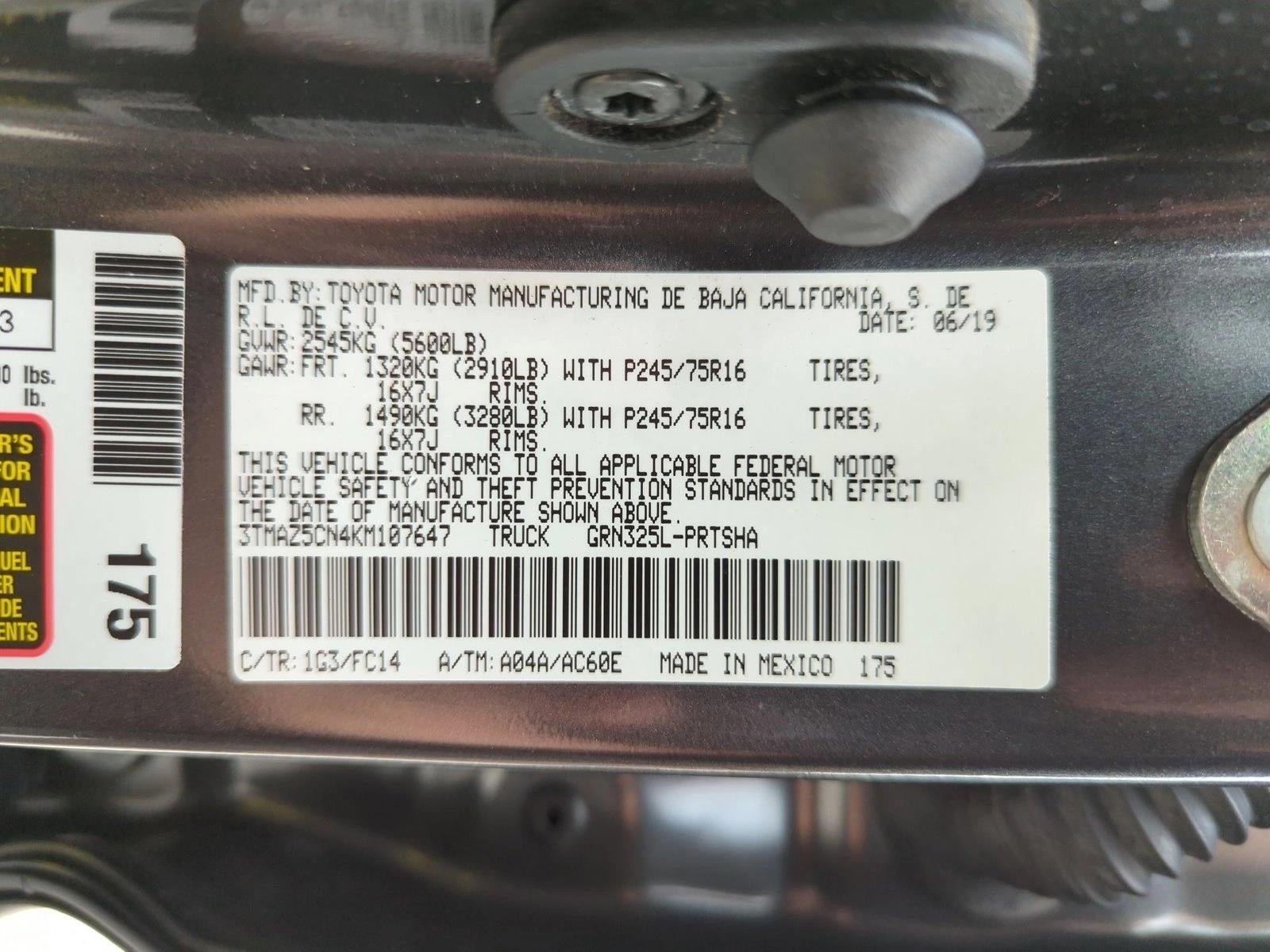 2019 Toyota Tacoma 2WD 2WD SR5 Double Cab 5' Bed V6 AT (GS)