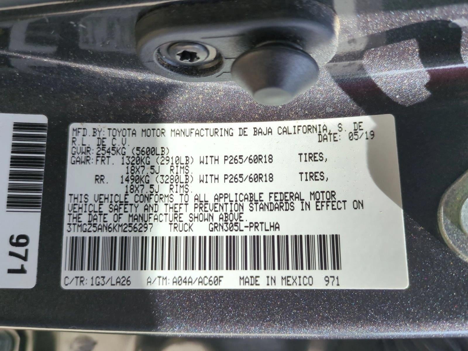 2019 Toyota Tacoma 4WD 4WD Limited Double Cab 5' Bed V6 AT (Natl)