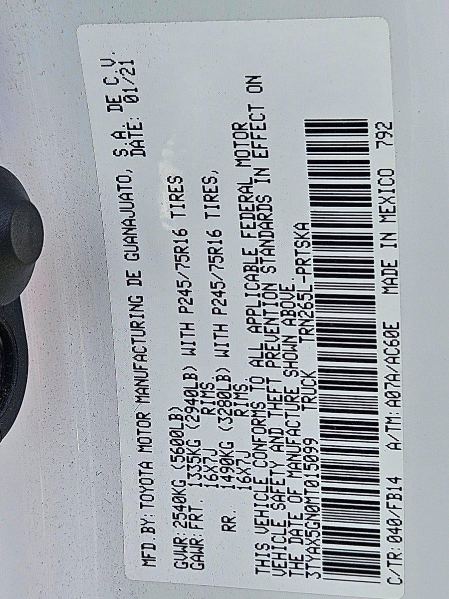 2021 Toyota Tacoma 2WD 2WD SR Double Cab 5' Bed I4 AT (GS)