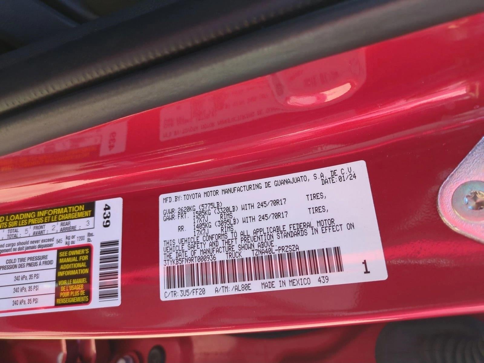 2024 Toyota Tacoma 2WD 2WD SR5 Double Cab 5' Bed AT (SE)