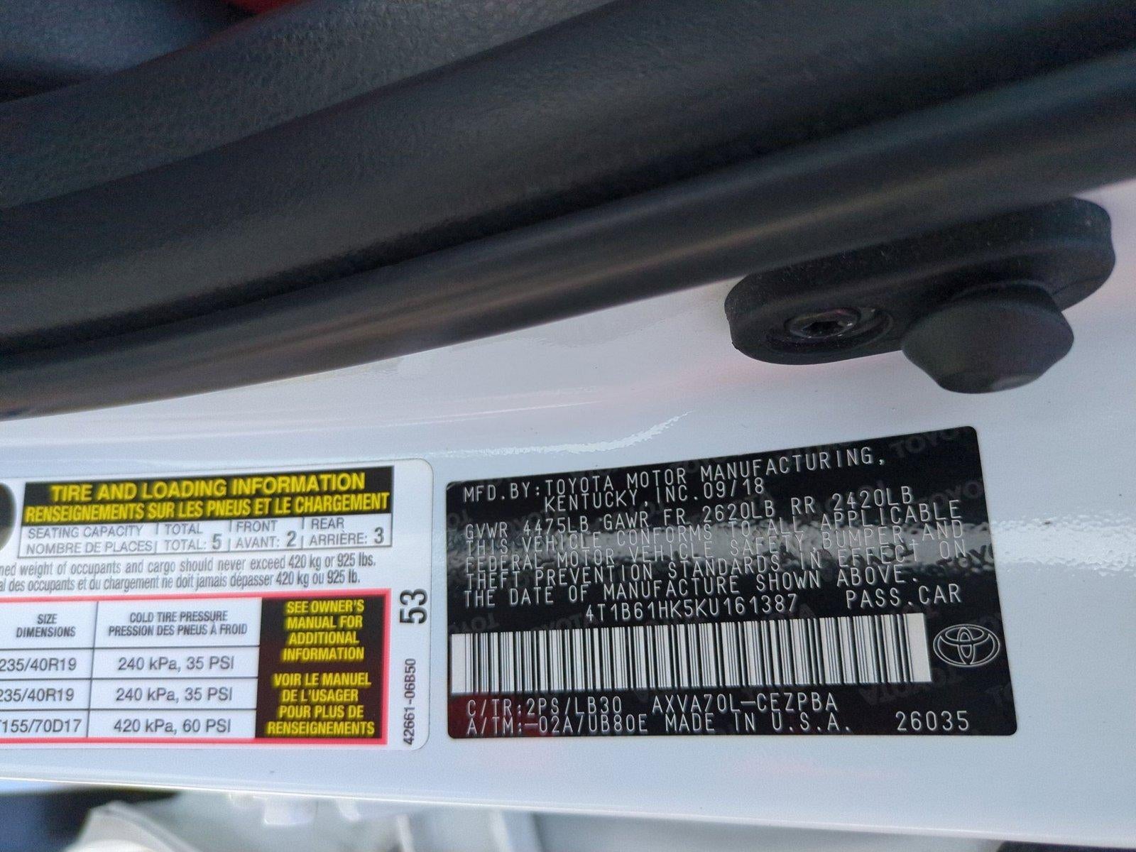 2019 Toyota Camry XSE Auto (Natl)