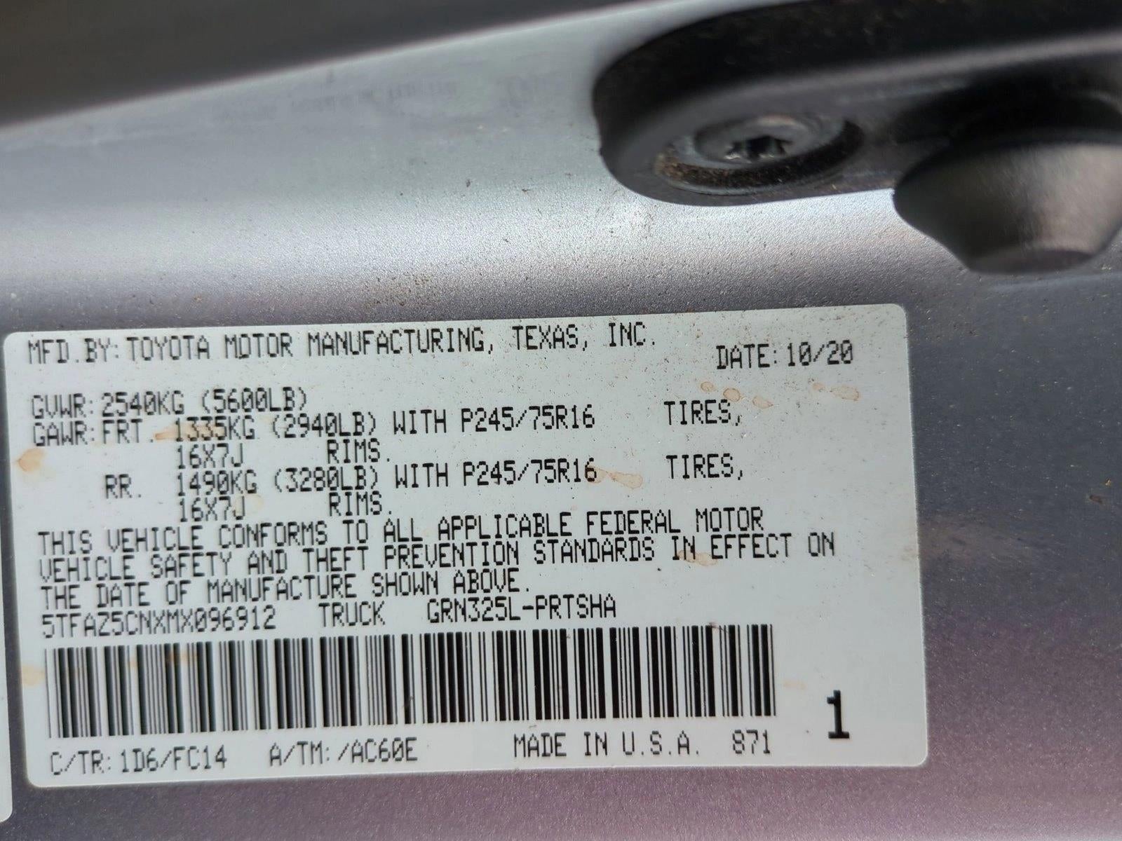 2021 Toyota Tacoma 2WD 2WD SR5 Double Cab 5' Bed V6 AT (GS)