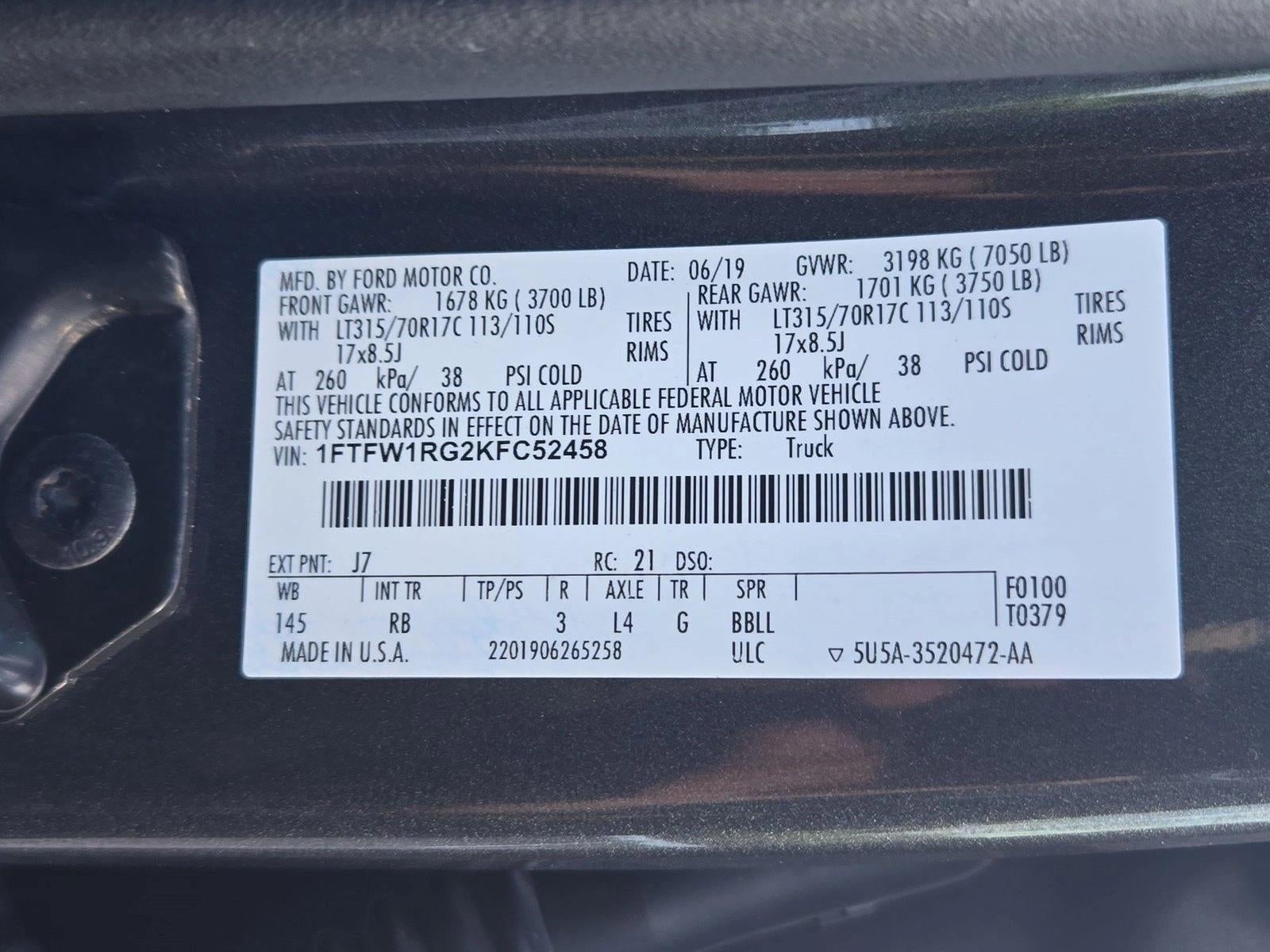 2019 Ford F-150 Raptor 4WD SuperCrew 5.5' Box